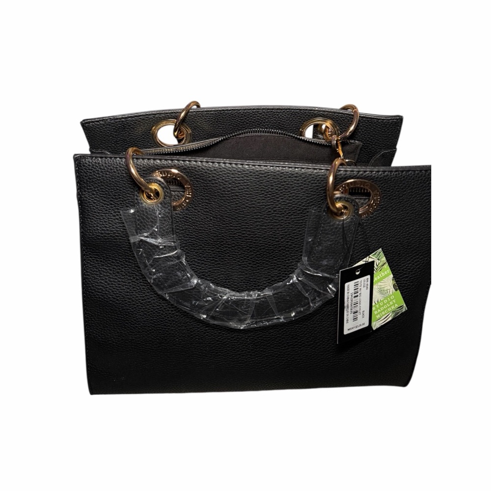 Badgley mischka black Tote Bag with Gold Accents